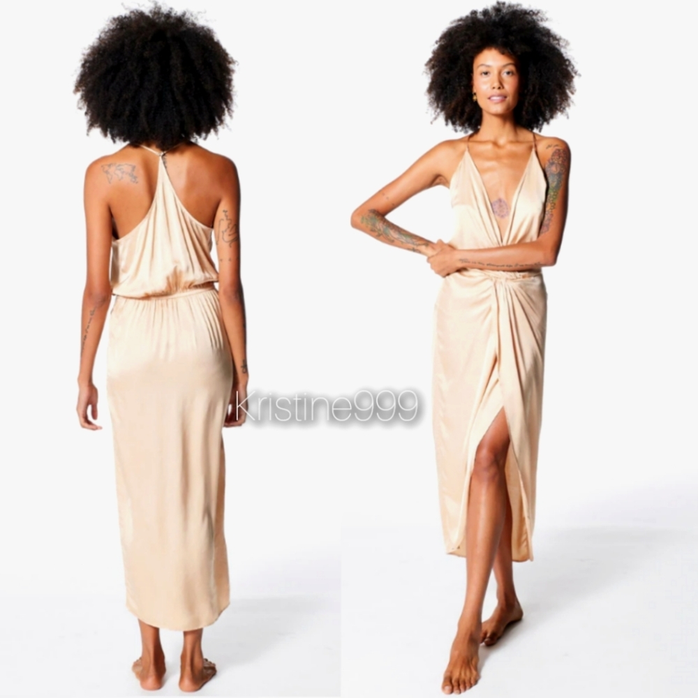 Young Fabulous & Broke Siren Slip Dress in Silky Camel Sand Beige NEW 2022 - Picture 4 of 4